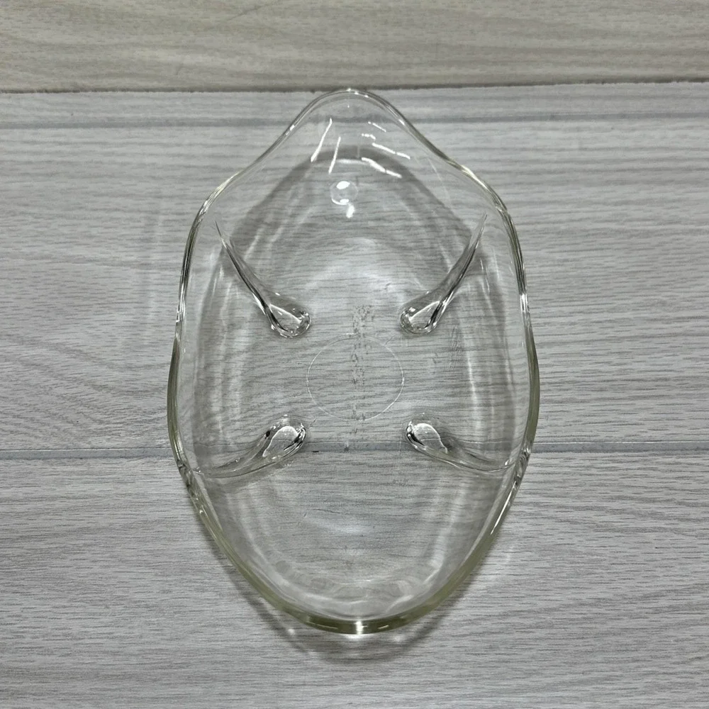 ANCHOR HOCKING Swedish Modern Low Bowl Clear Oval Depression Glass 9x5